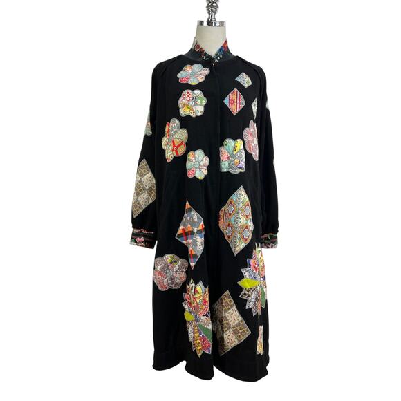Johnny Was Glinda Applique Jacket Black Knit Patchwork